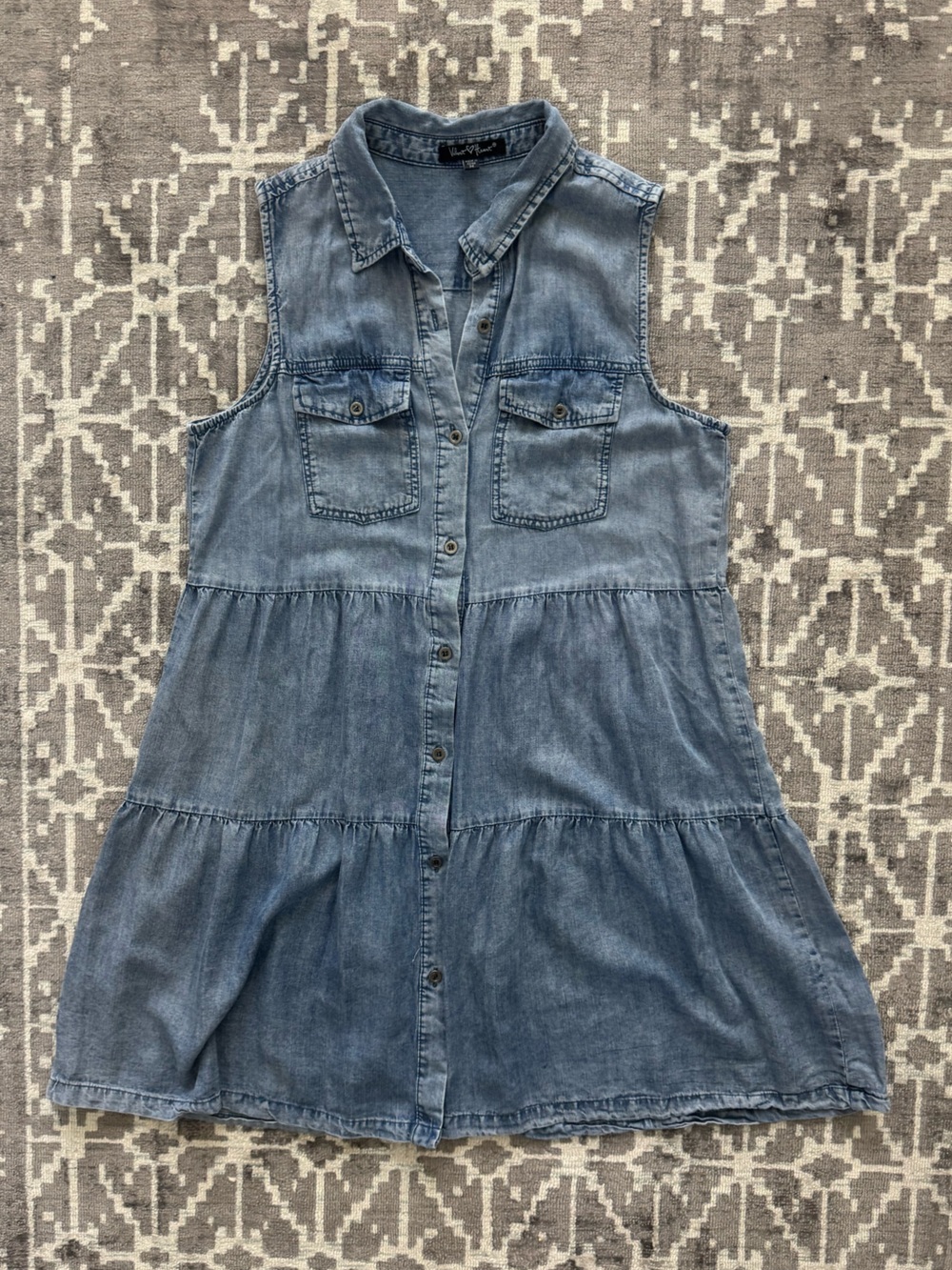 Velvet Heart Light Blue Denim Button-Front Dress